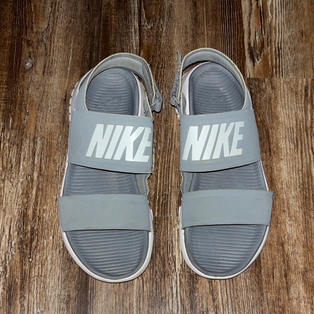 Nike Gray Slide Sandals with Logo